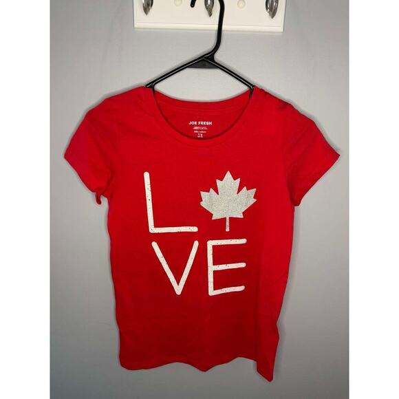NWT Joe Fresh Graphic Print Short Sleeve T-Shirt Red/White Girls Size L (10-12) - Picture 1 of 5